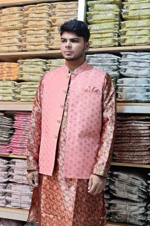 PASTEL PINK KOTI RED OCHRE PANJABI C-01