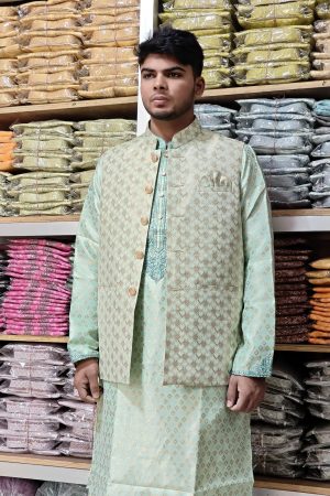 ASH GRAY KOTI MINT CREAM PANJABI C-03