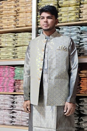 EGGSHELL KOTI SILVER (METALLIC) PANJABI C-17